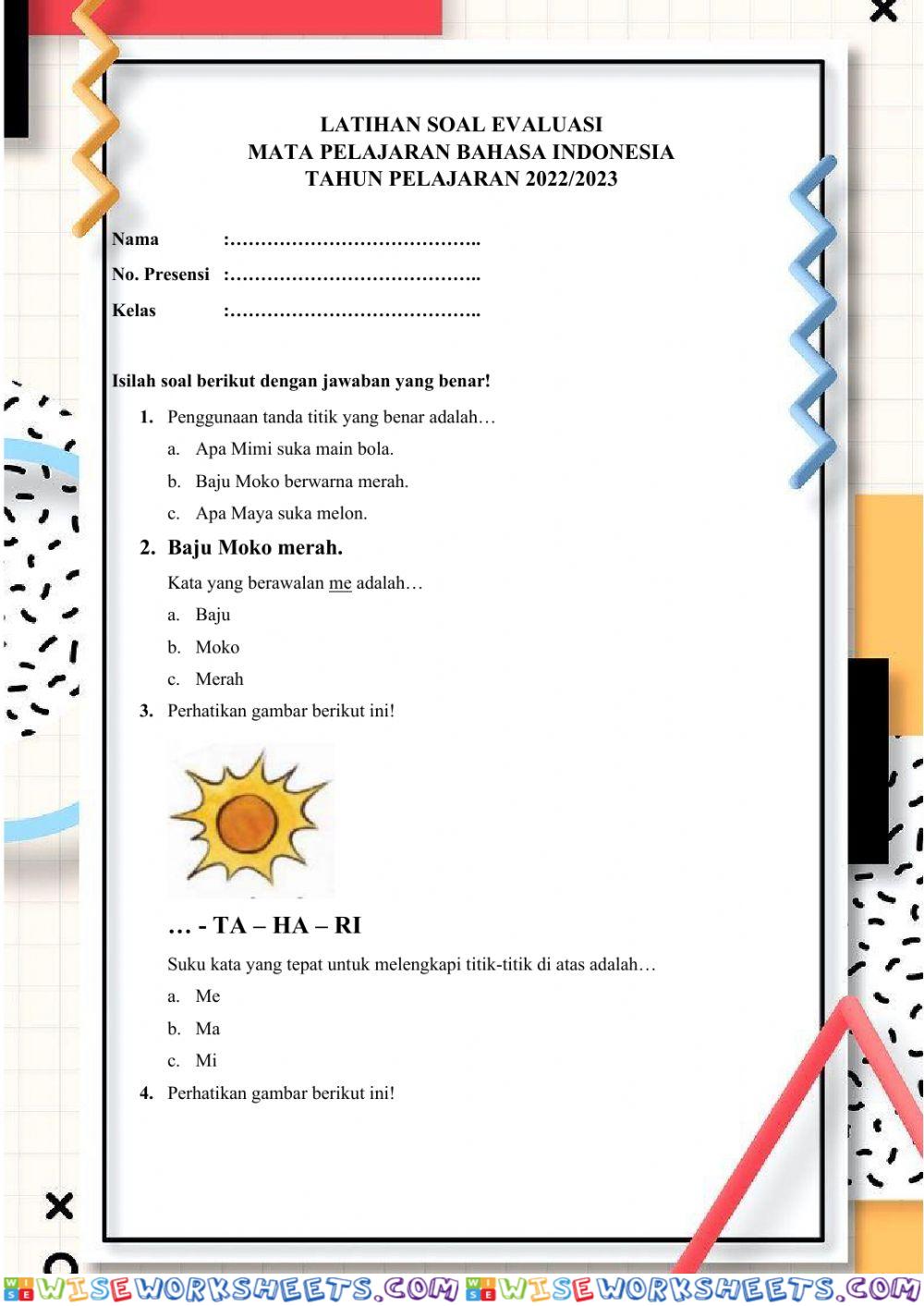 Soal Evaluasi Sumatif