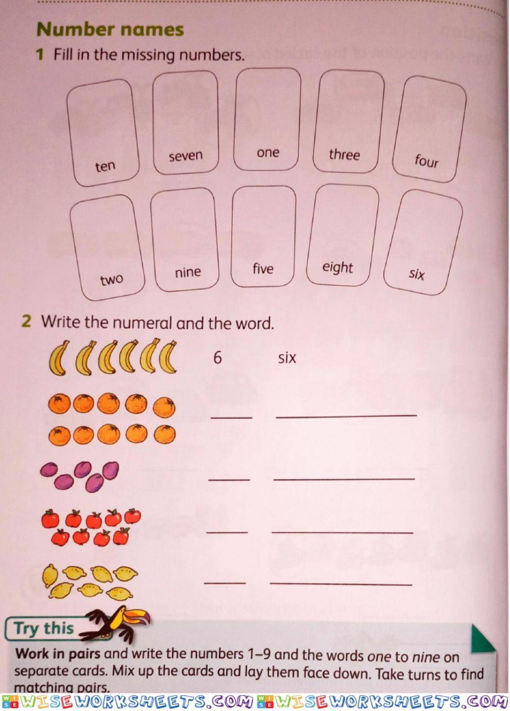 Numbers names