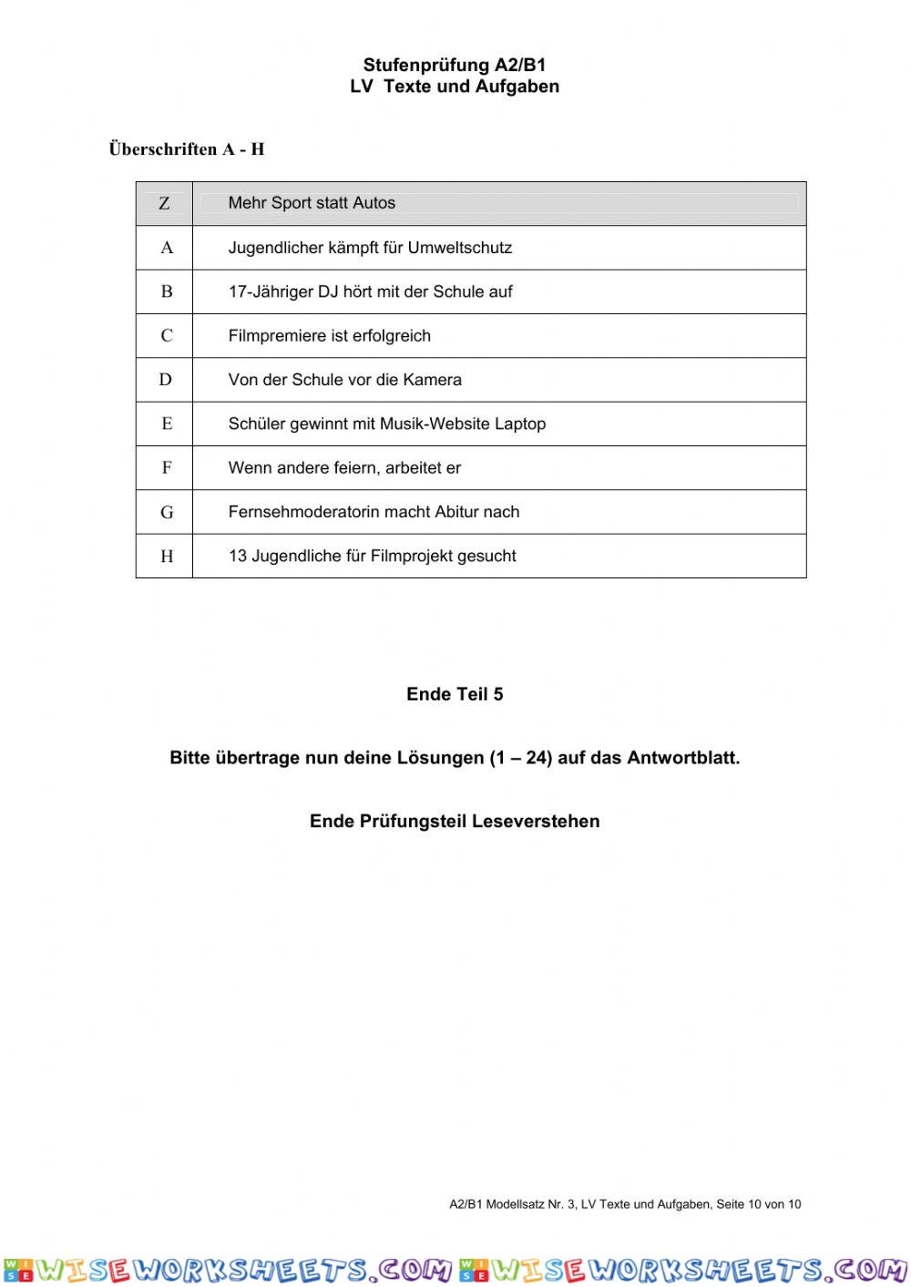worksheet