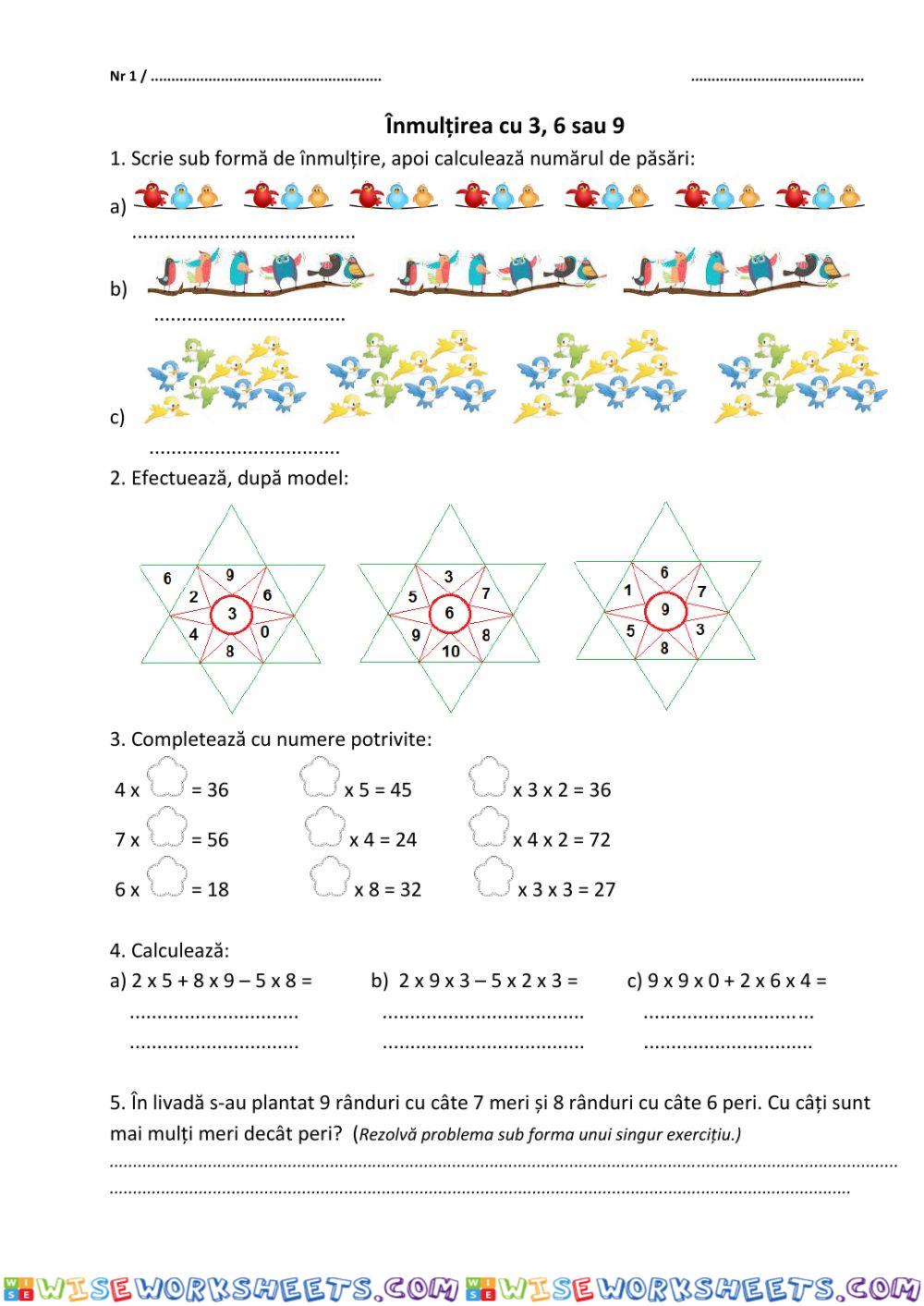 Inmultirea cu 3,6,9