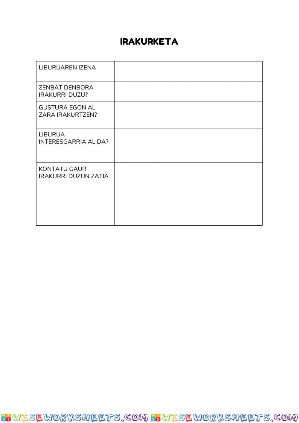 worksheet