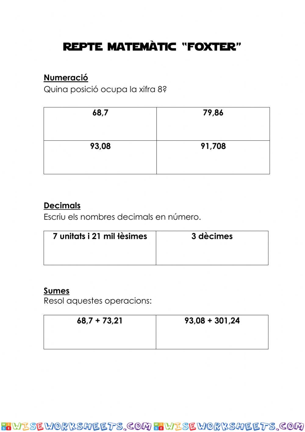 worksheet