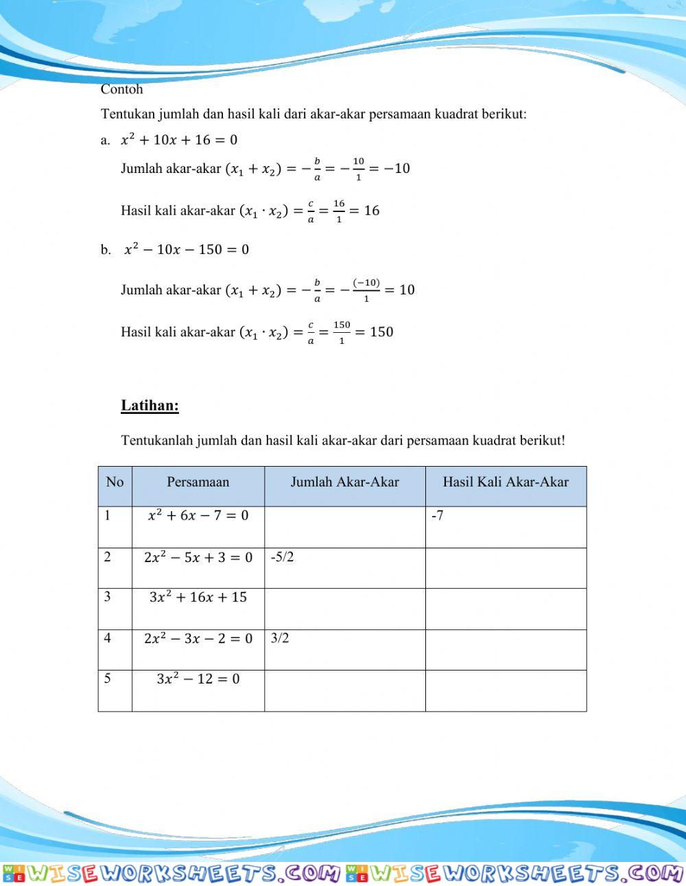 worksheet