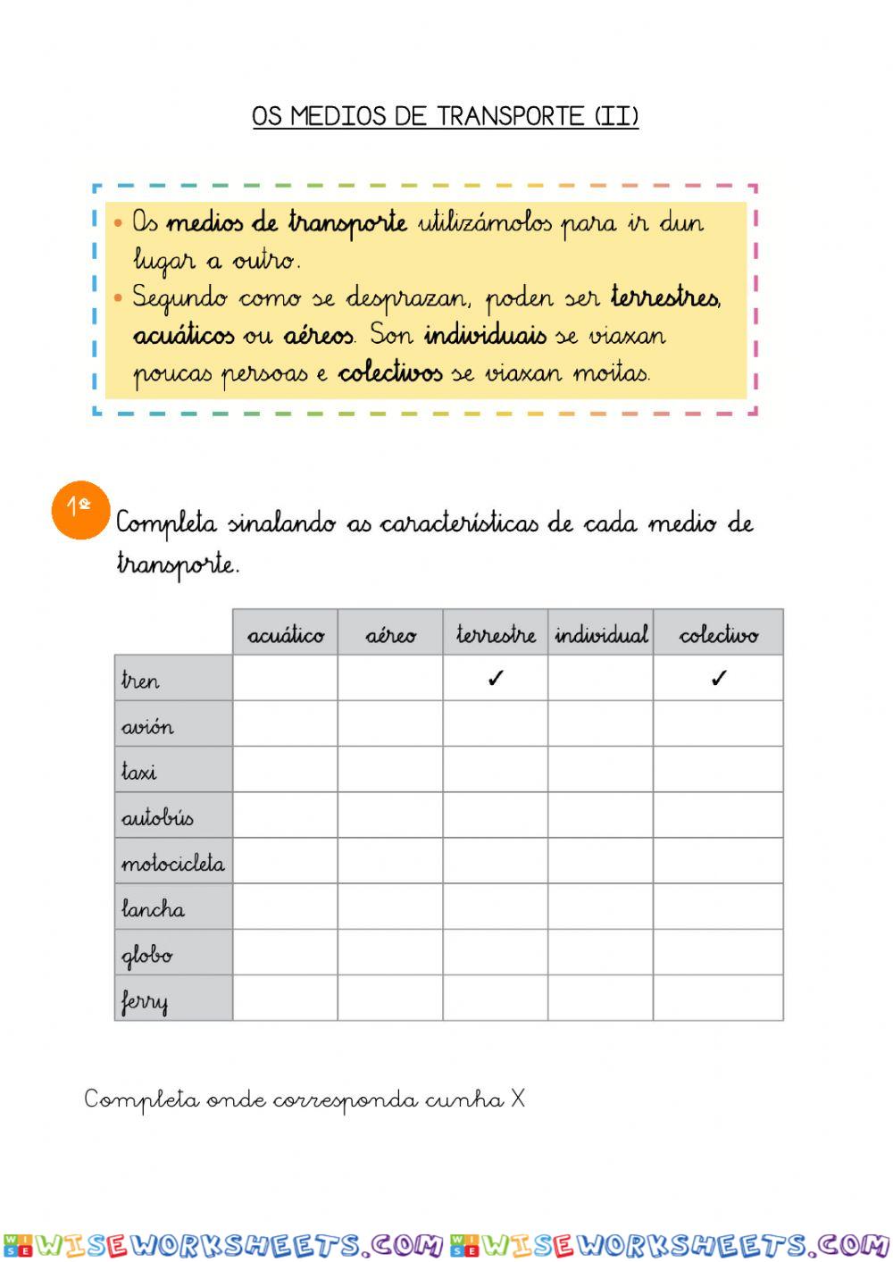 Os medios de transporte (II)