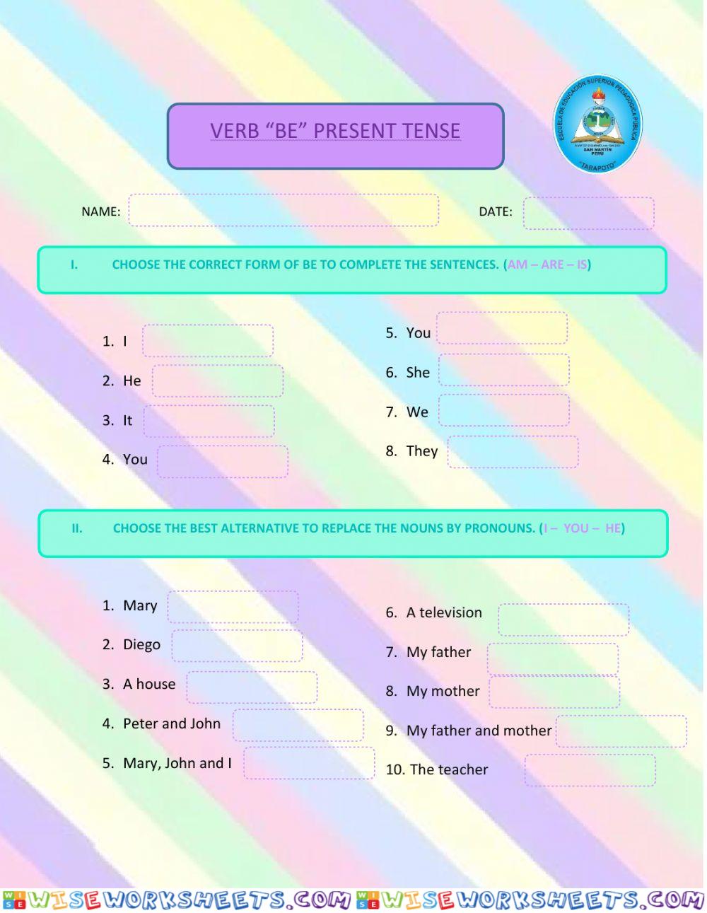 Verb be simple present