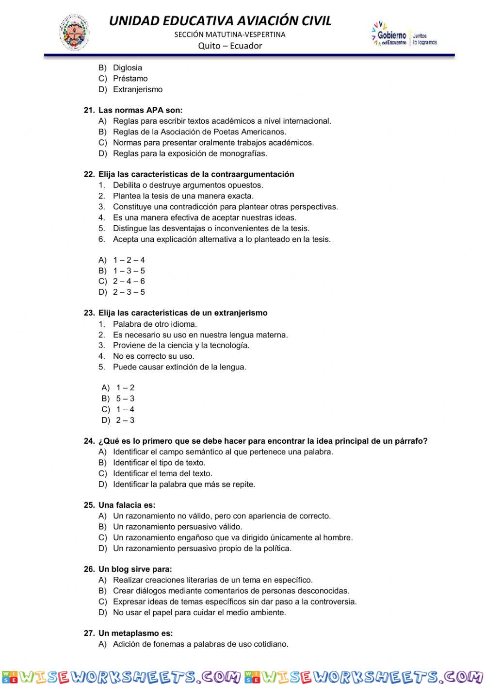 worksheet