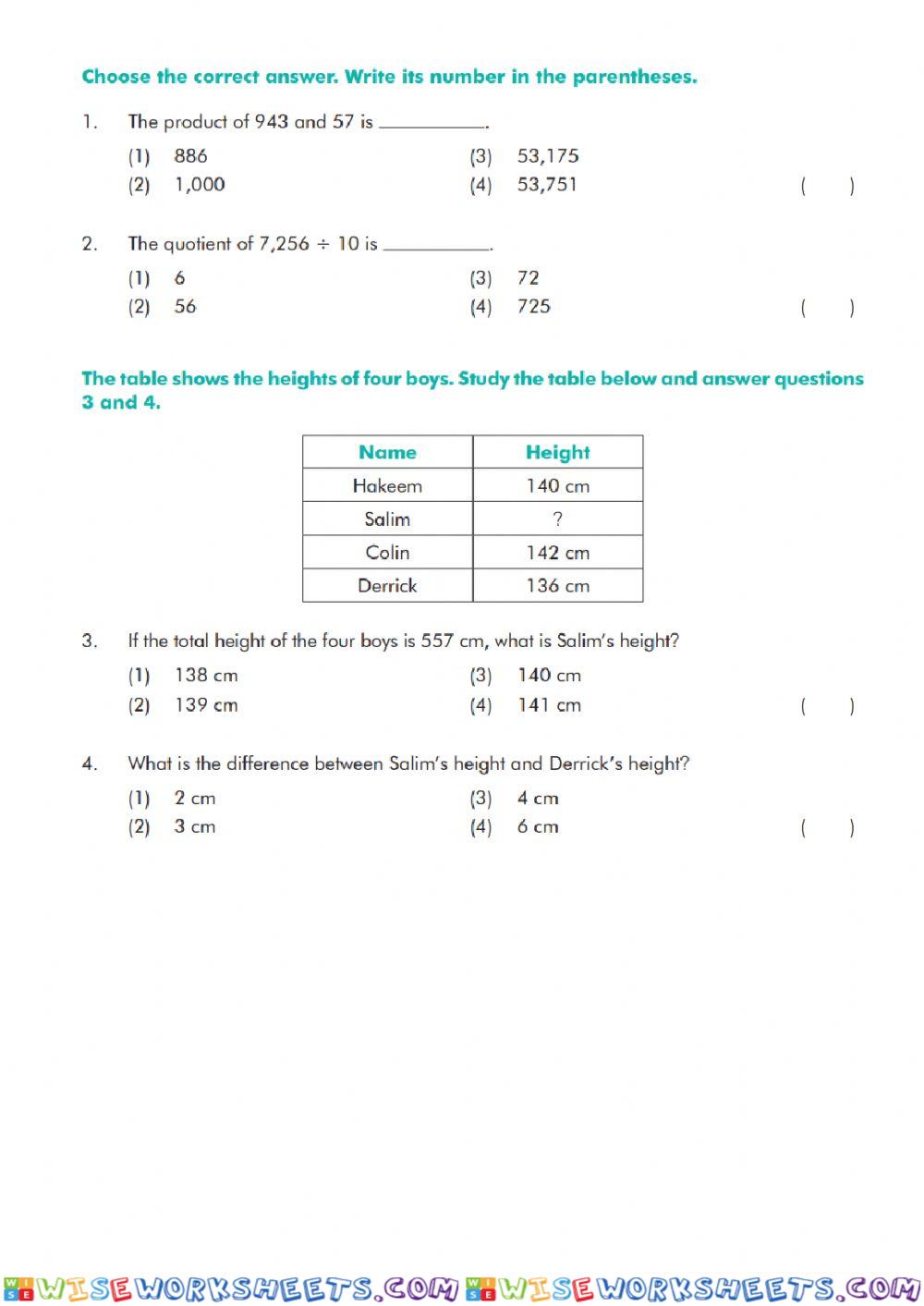 worksheet