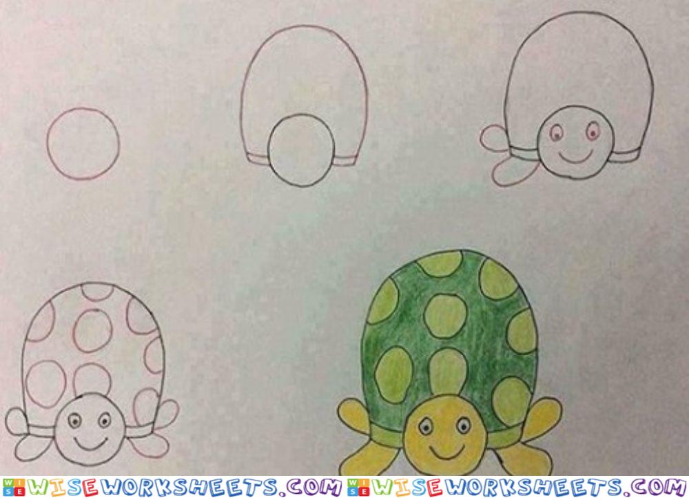 Pasos para dibujar una tortuga