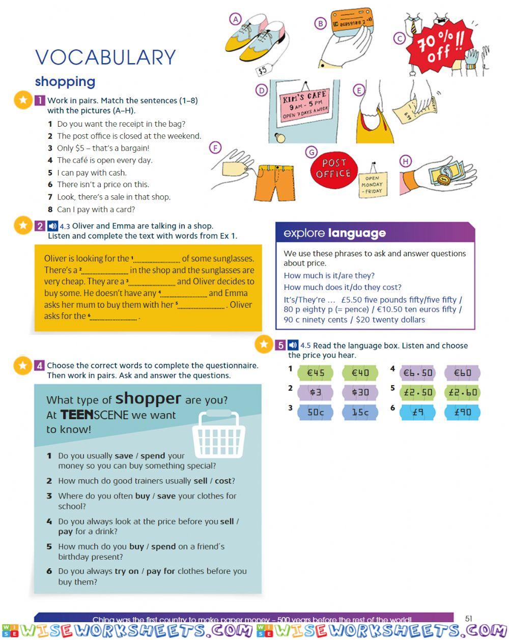 Shopping Vocabulary