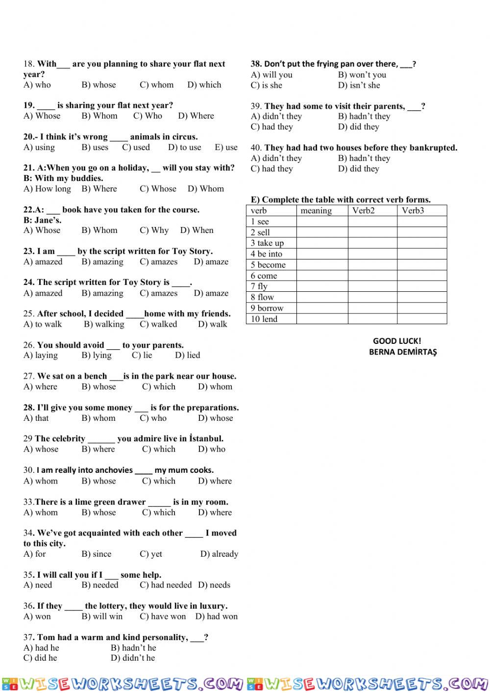 worksheet
