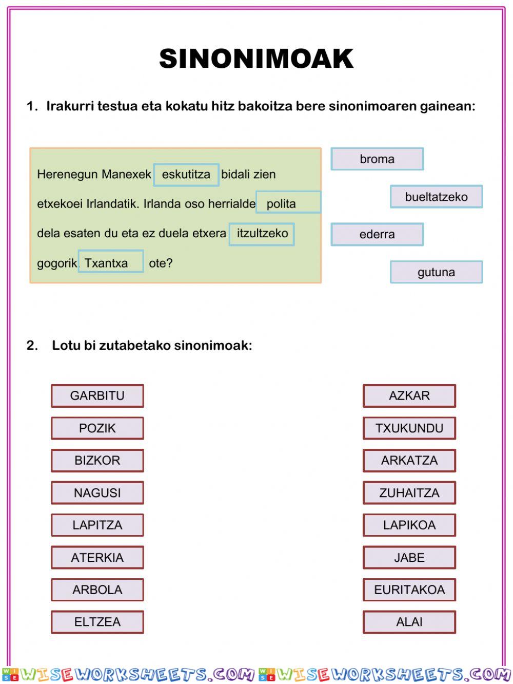 Sinonimoak