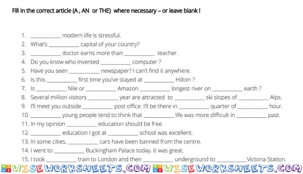 Definite and indefinite articles