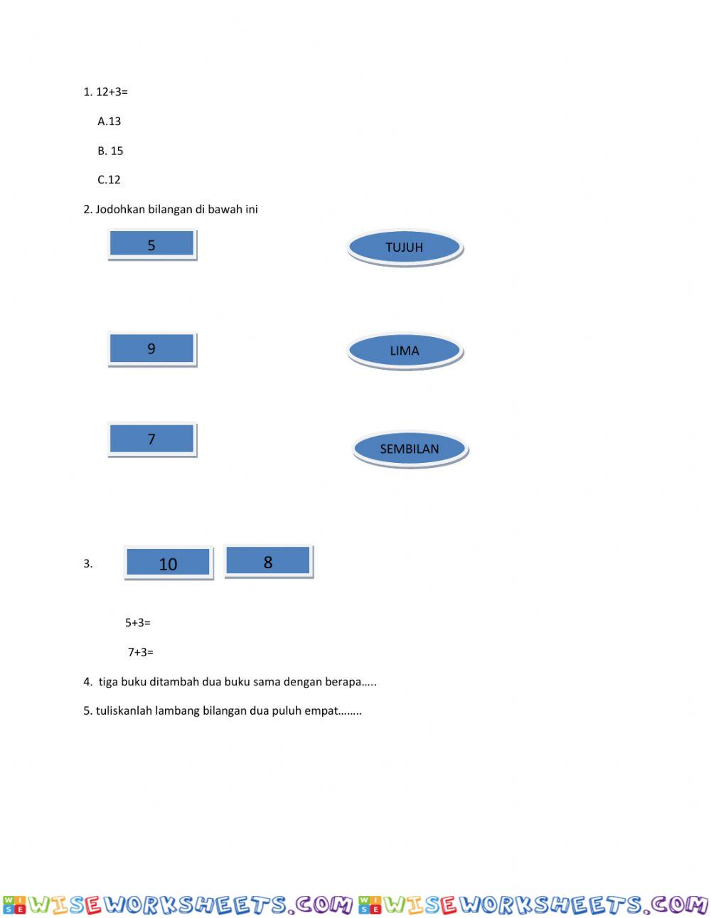 Contoh Soal Ulangan Semester II Kelas 1