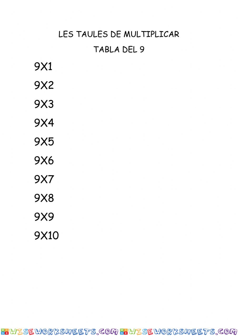 Les taules de multiplicar