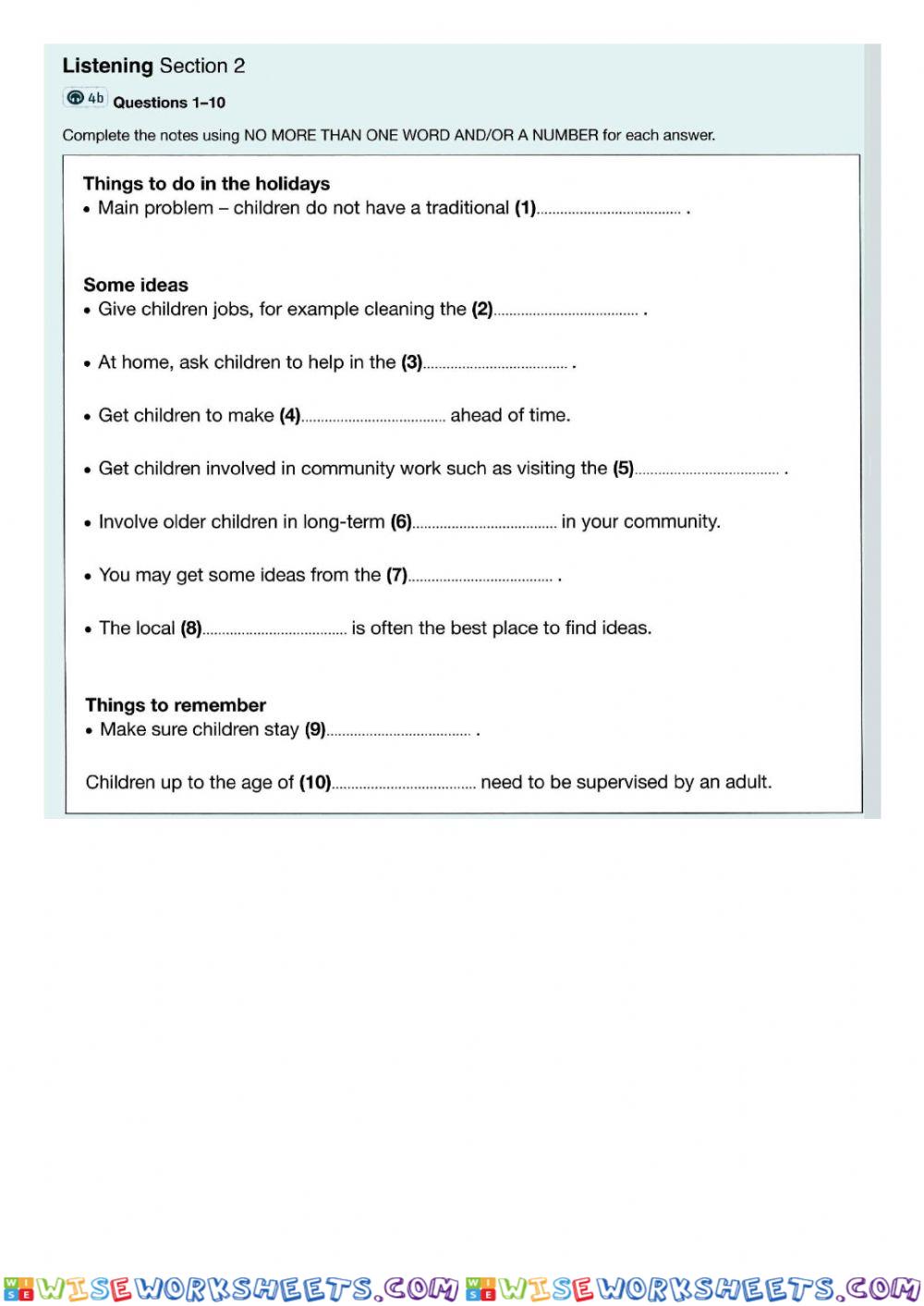 Listening-Reading test