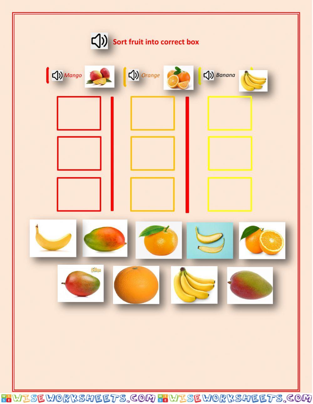 Sort  fruit - mango. orange and banana - 1.03 -DC