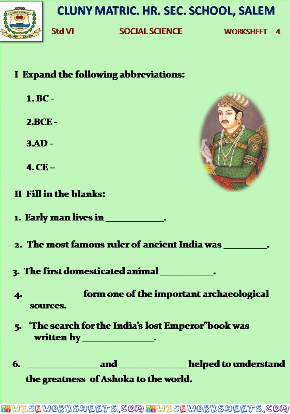 Class 6 Social Worksheet -4