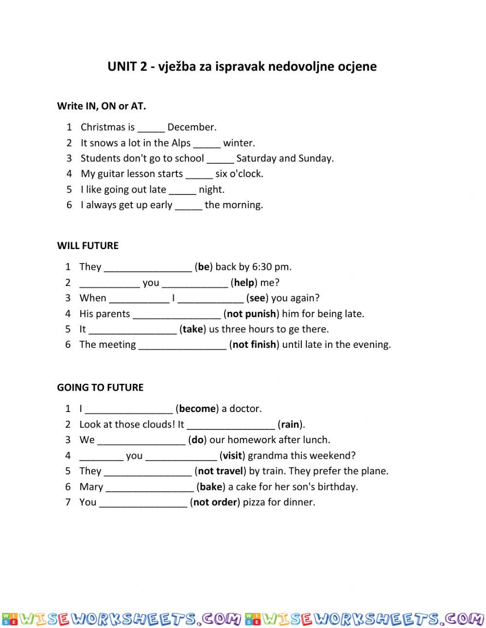 Unit 2 - future tenses, first conditional