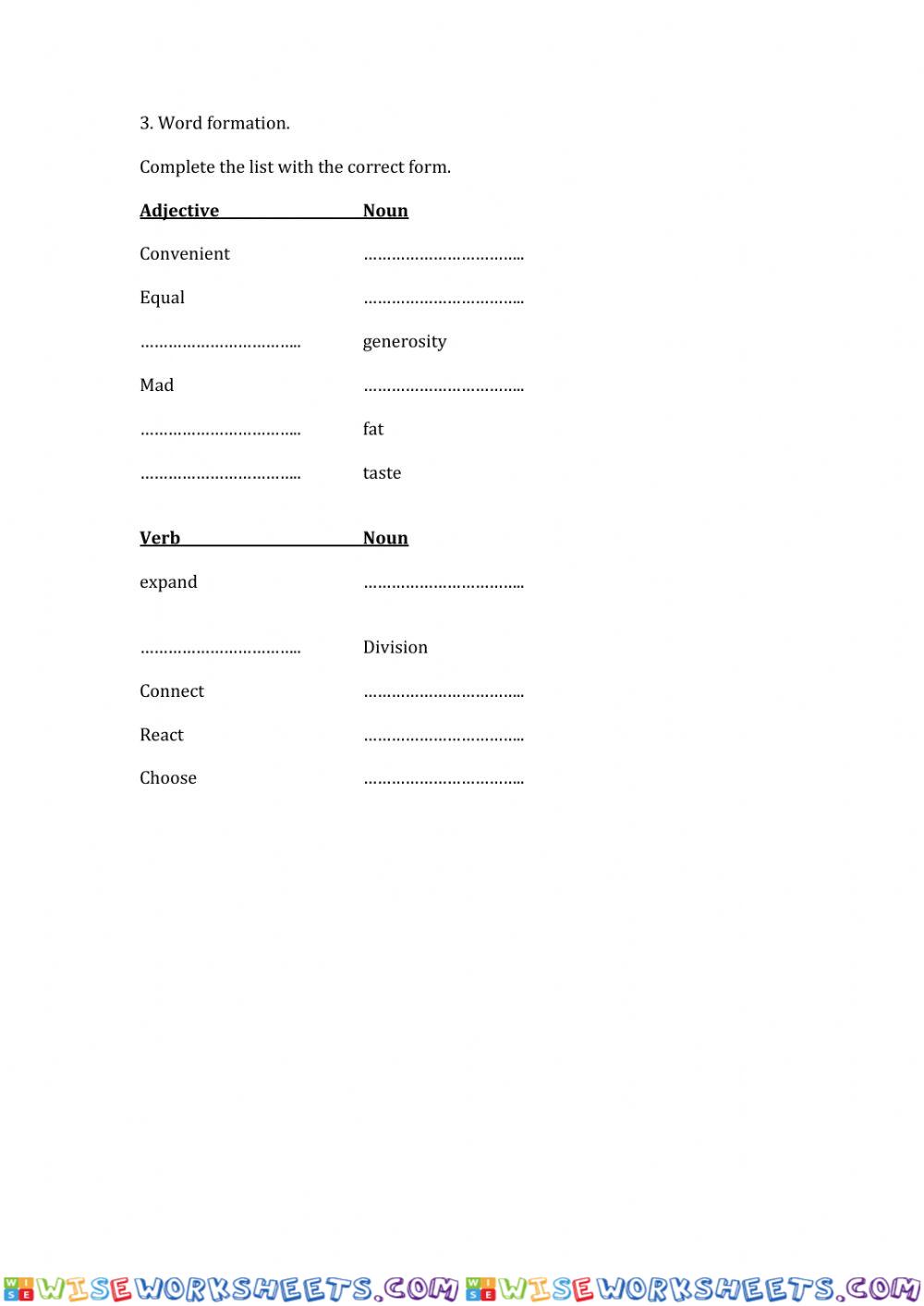 worksheet