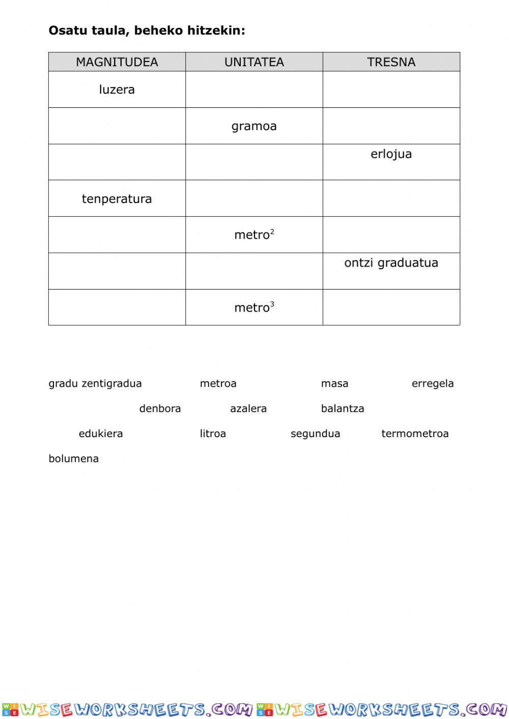 worksheet