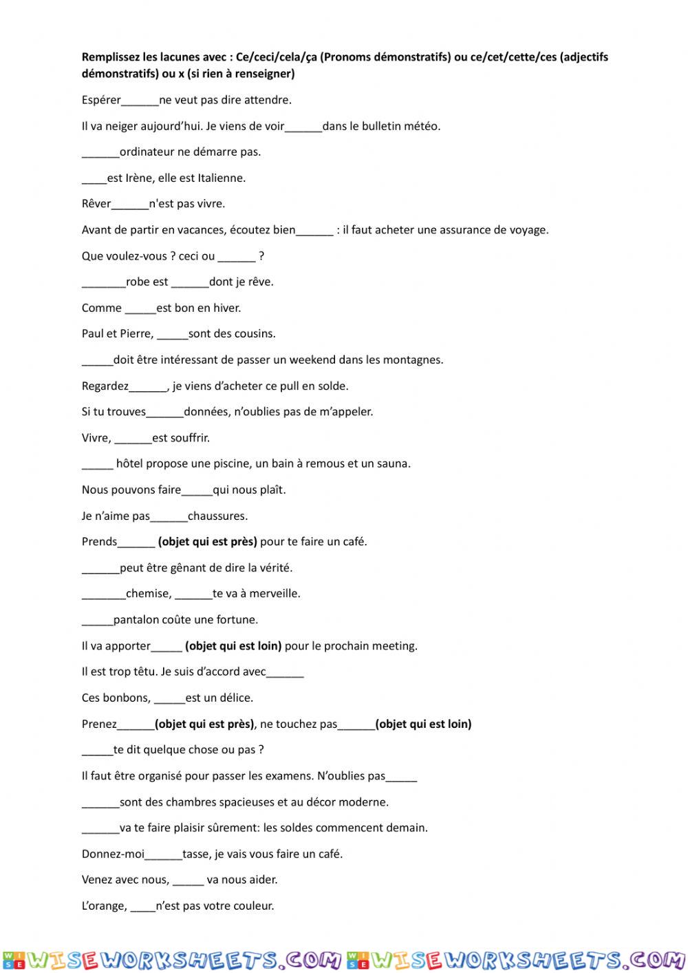 Pronoms - adjectifs démonstratifs