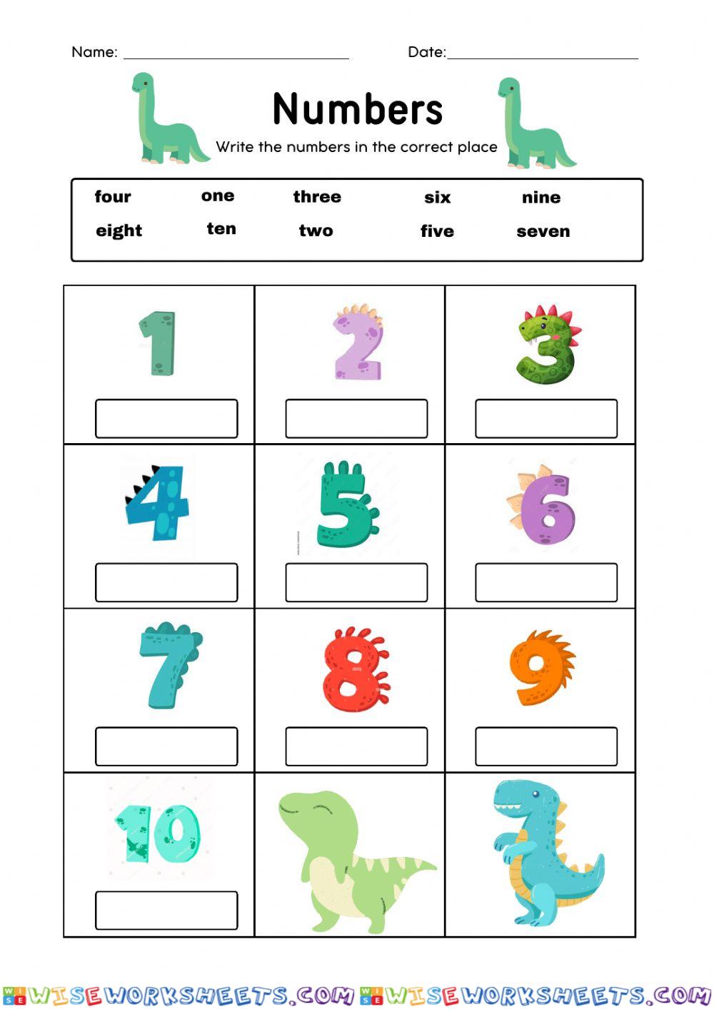 Dino Number Names 1-10