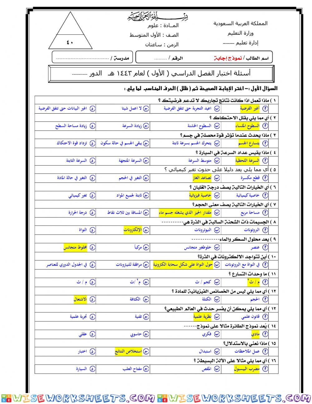 worksheet