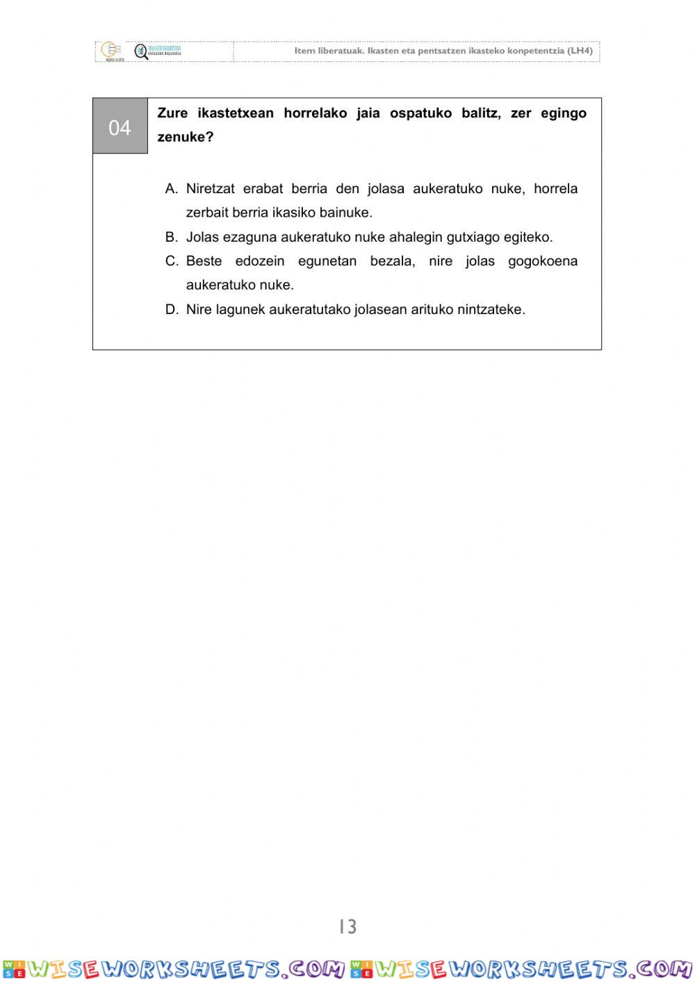 worksheet