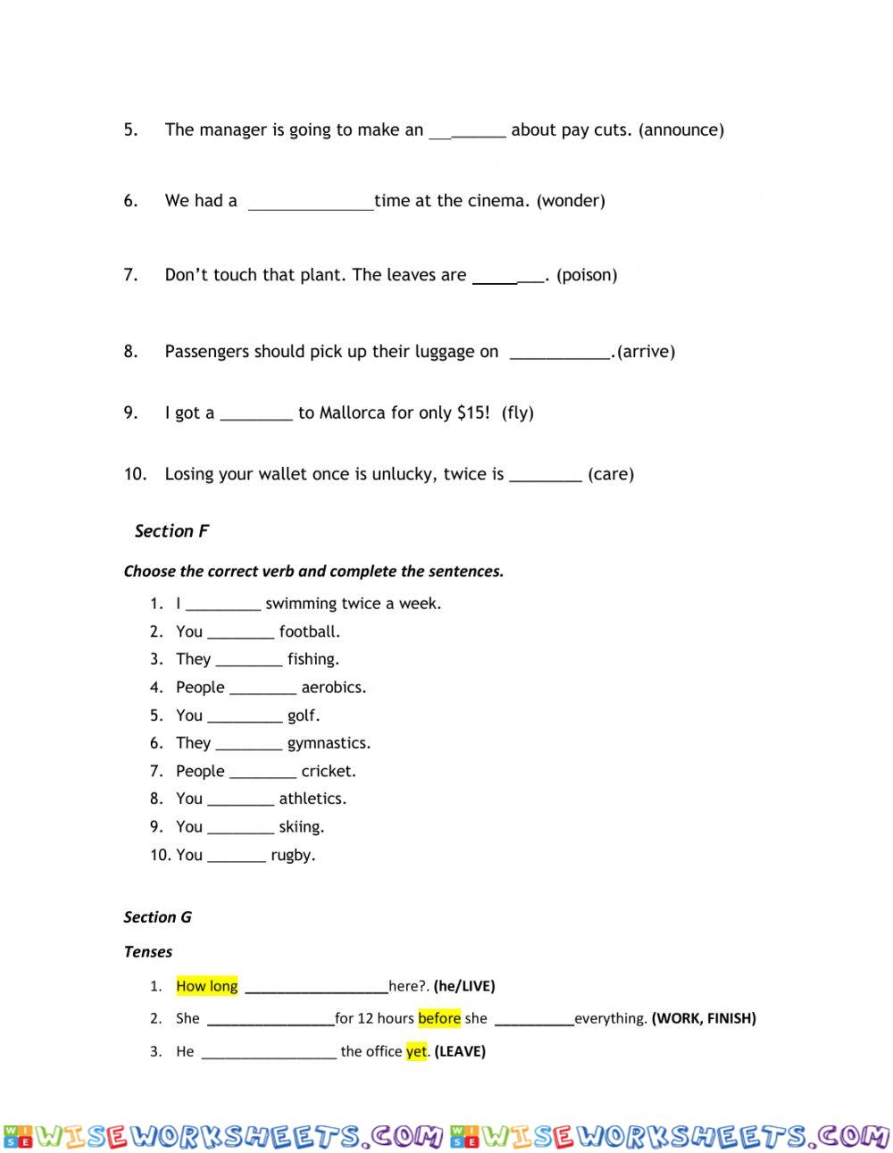 worksheet