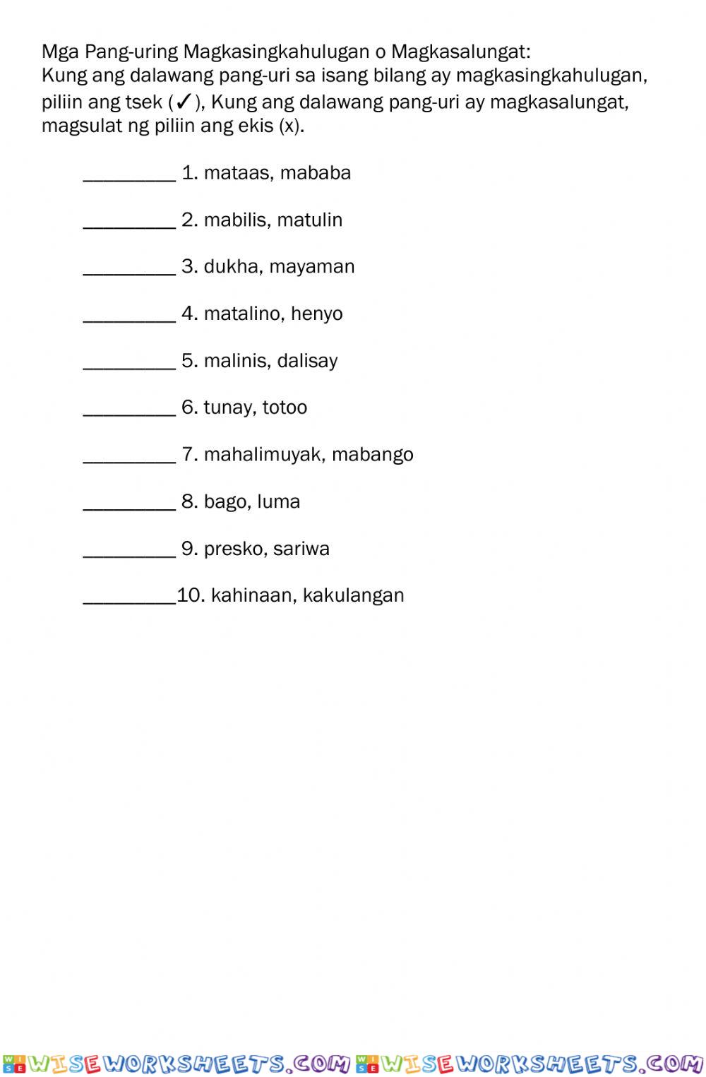 worksheet