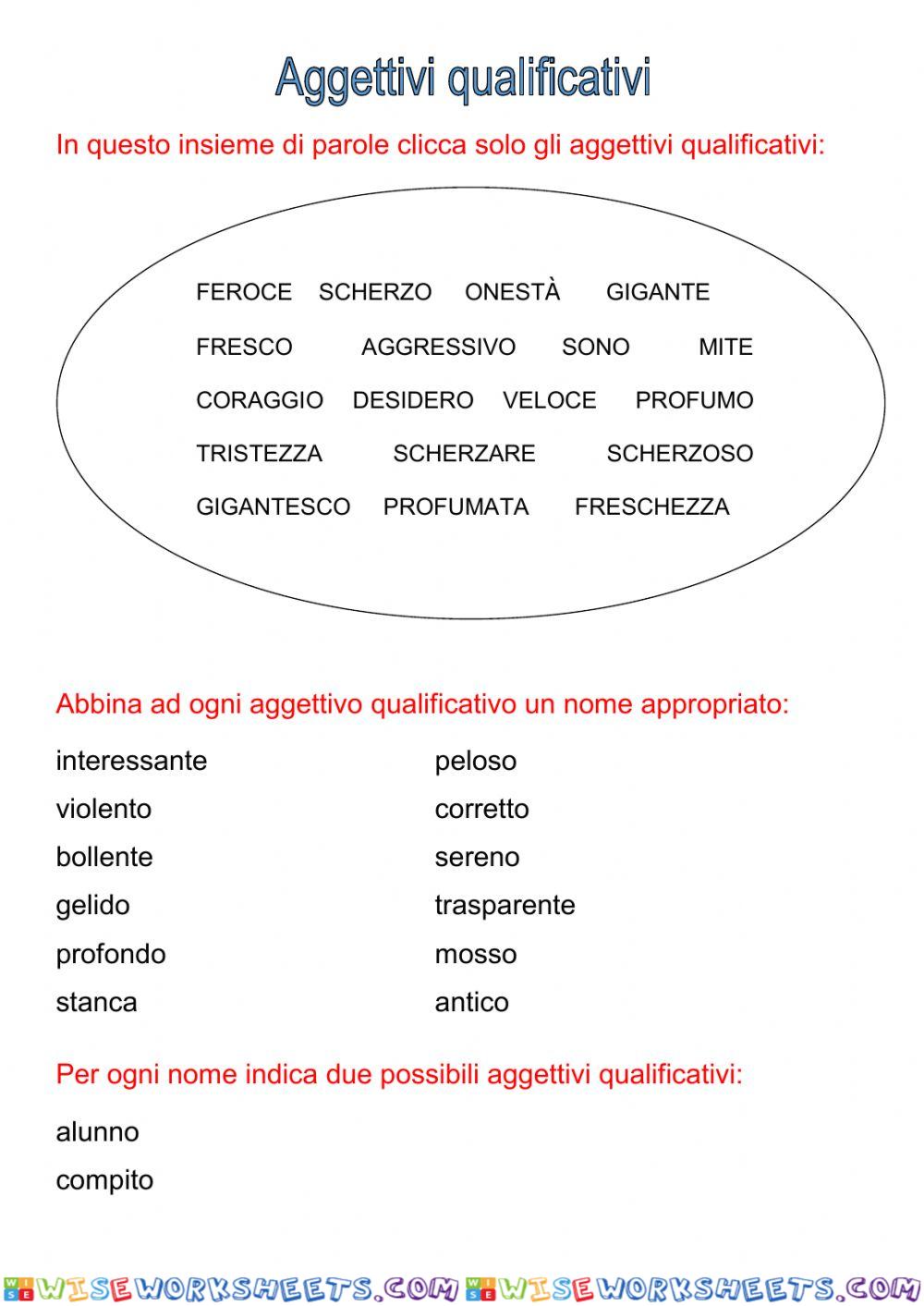 Aggettivo qualificativo preverifica