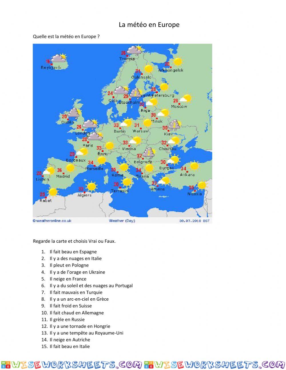 La météo en Europe