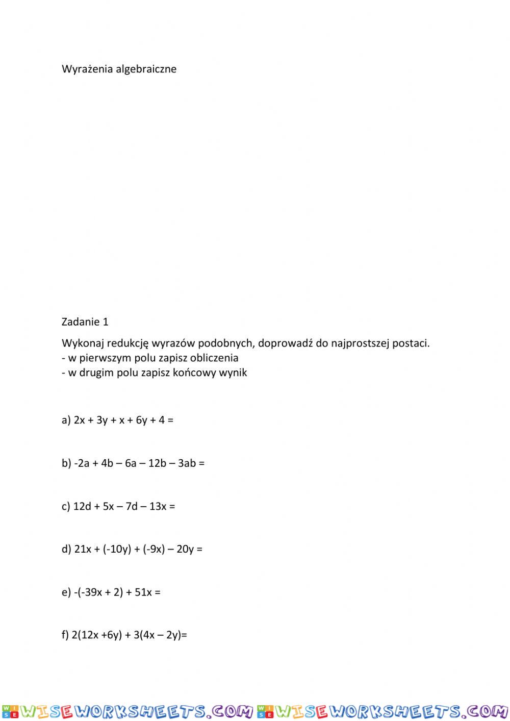 Wyrażenia algebraiczne