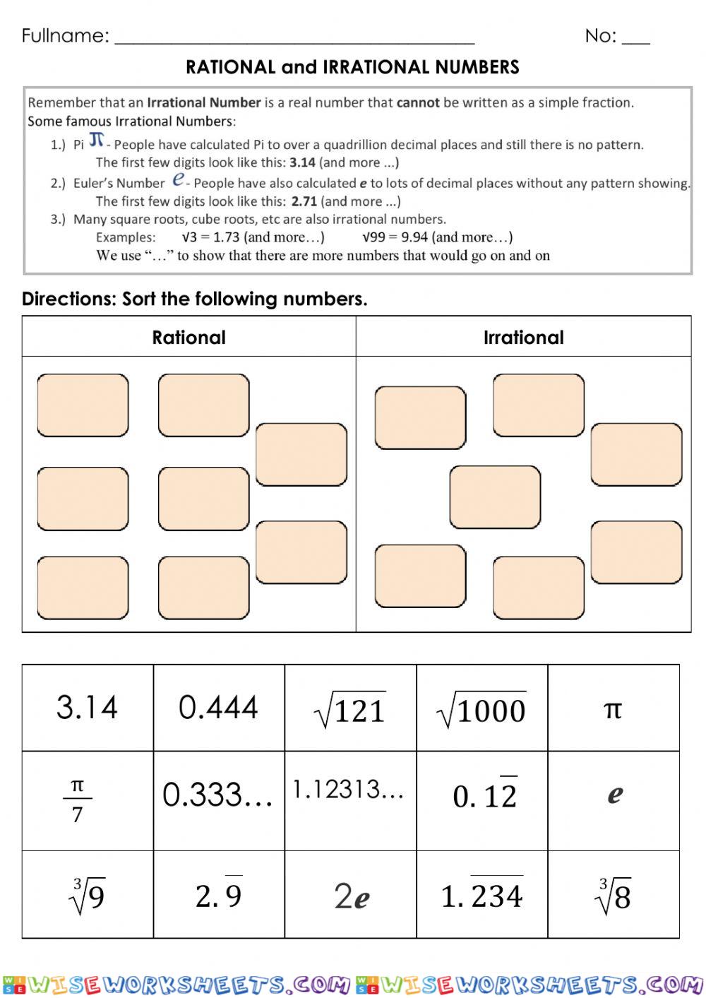 Rational and Irrational Numbers