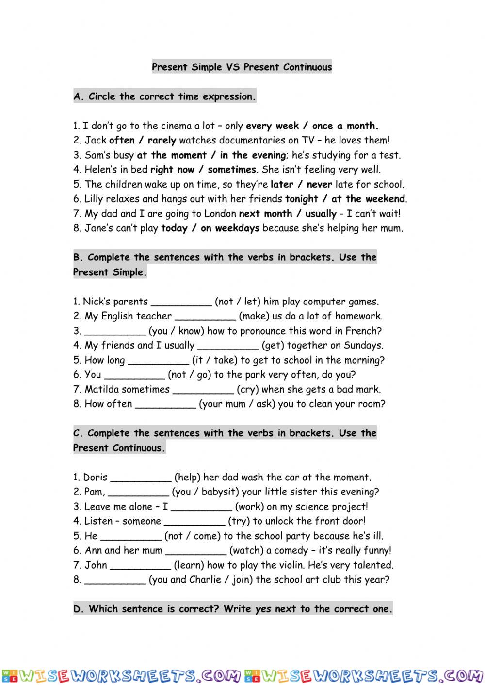 Present Simple VS Present Continuous