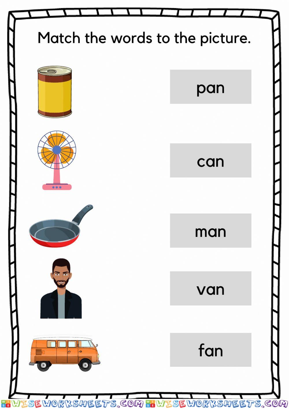 Spell can,fan,pan,man,van