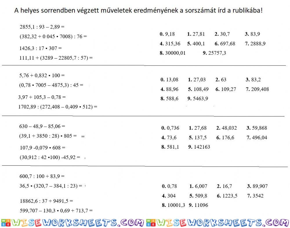 Műveleti sorrend