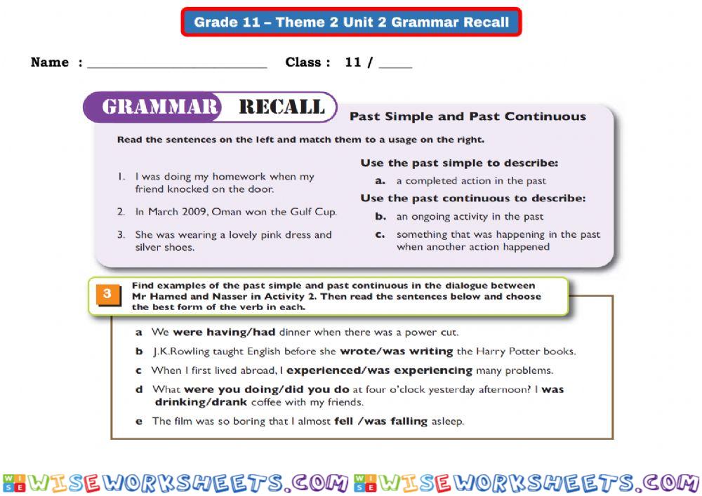 Grade 11 - Theme 2 Unit 2