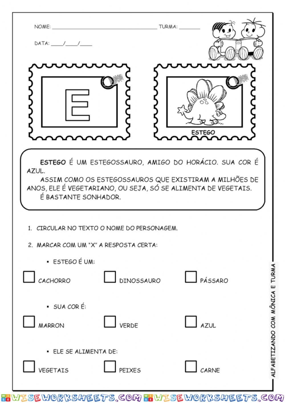 Interpretação de texto TURMA DA MONICA