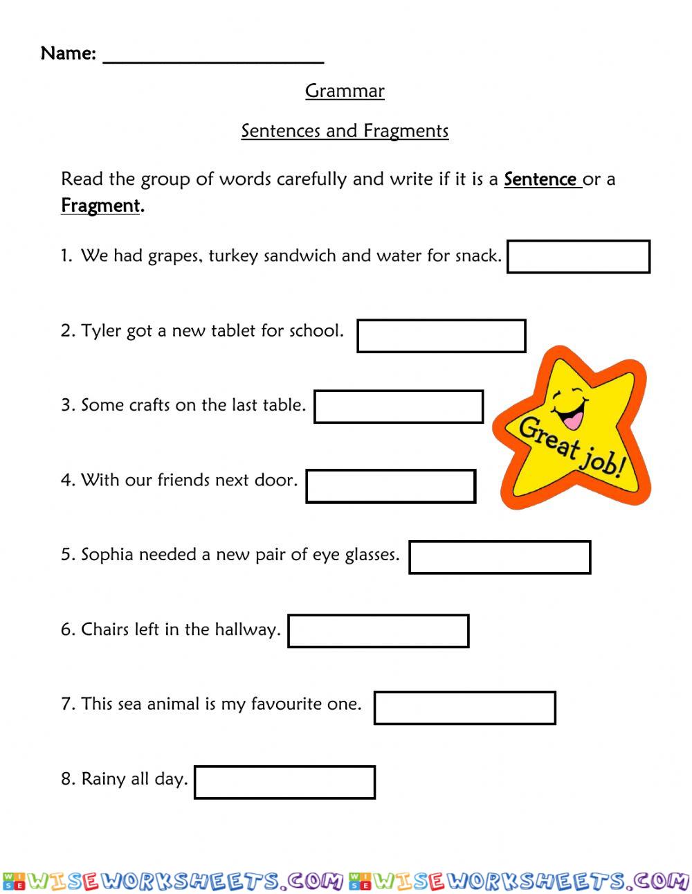 Sentences and Fragments