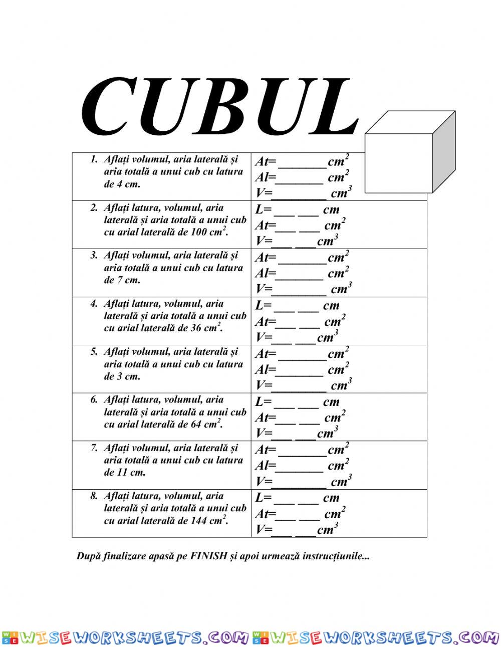 Cubul- arii si volum