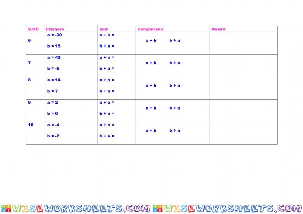 worksheet