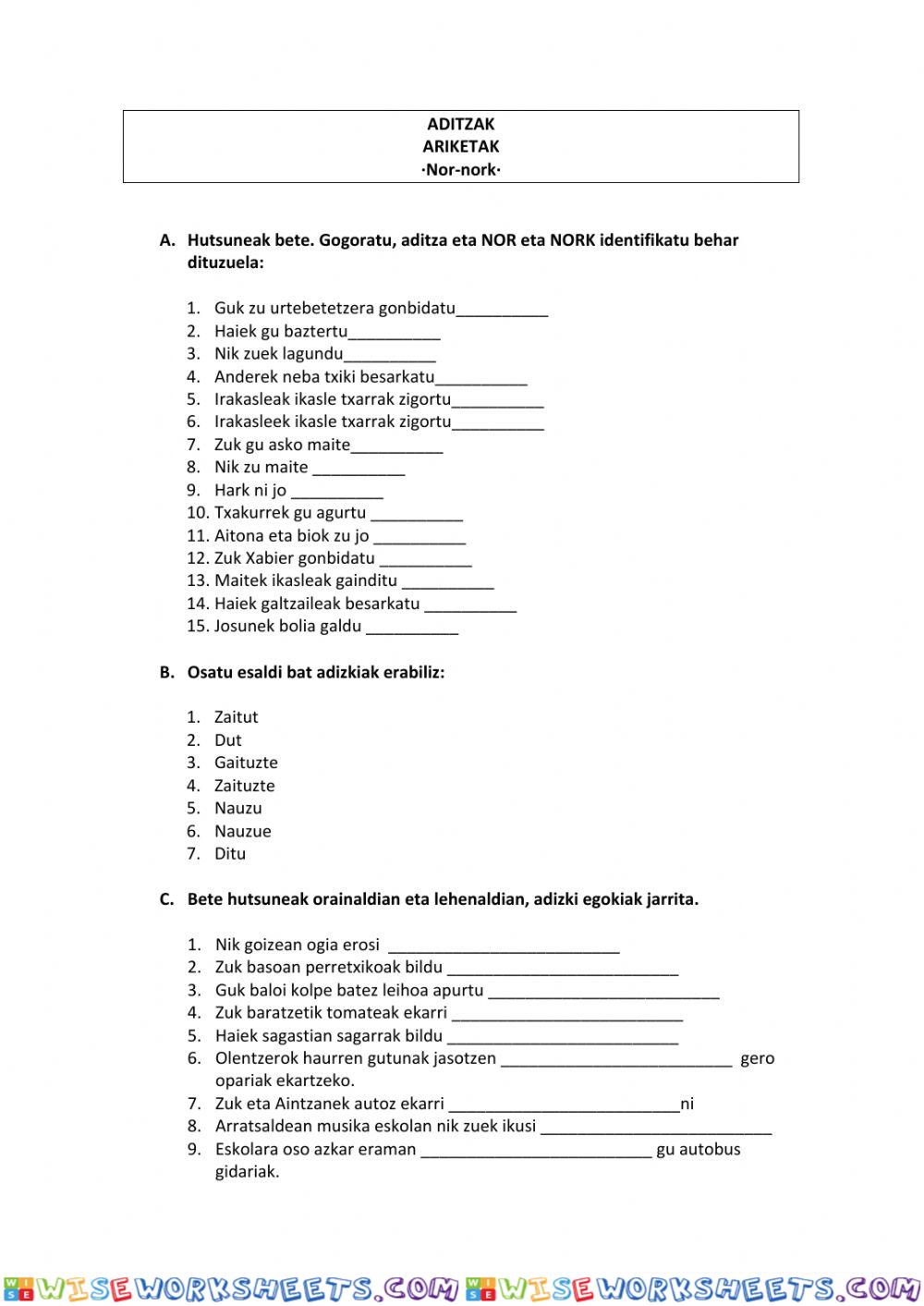 worksheet