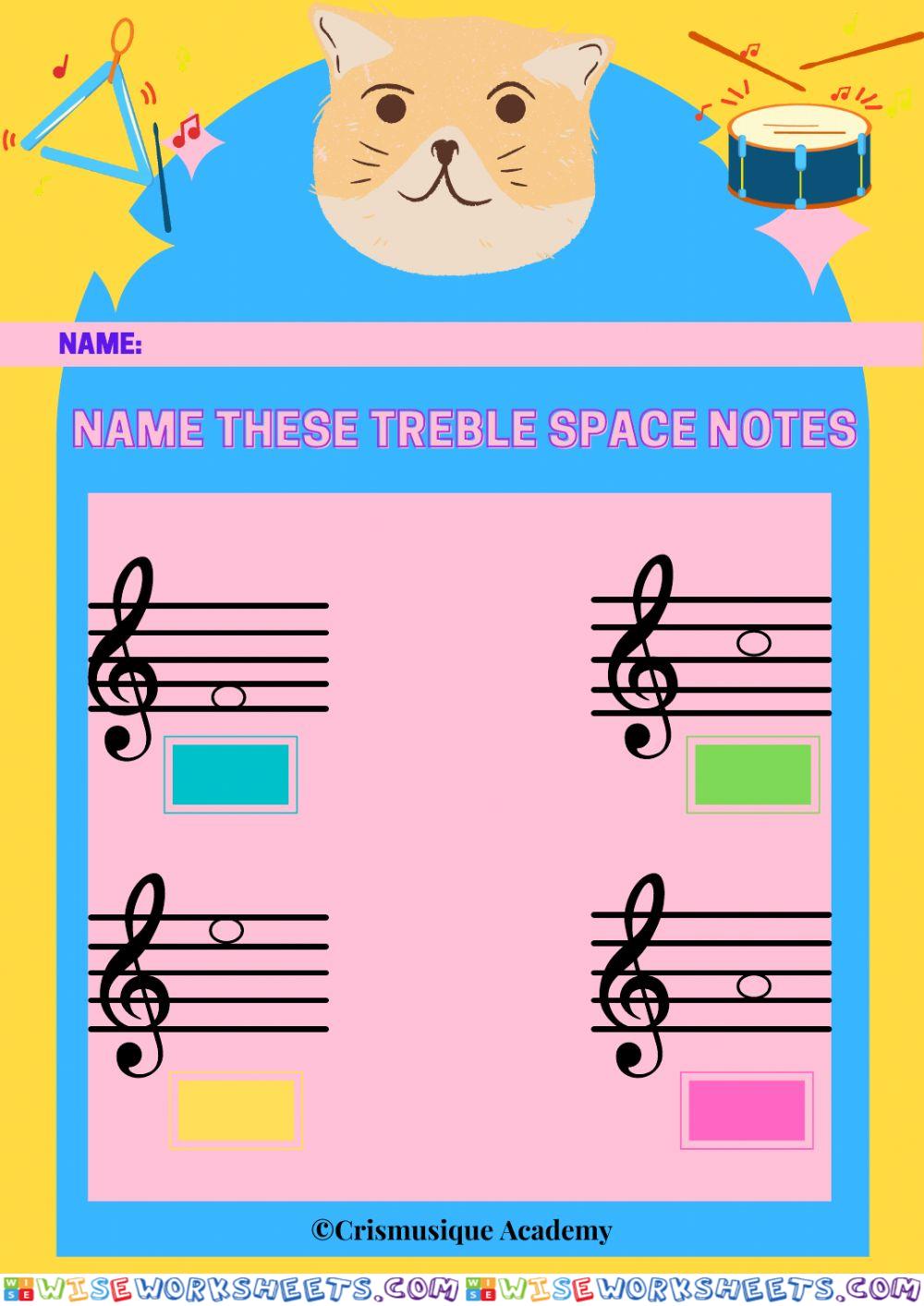 The Spaces of the Treble Clef Notes