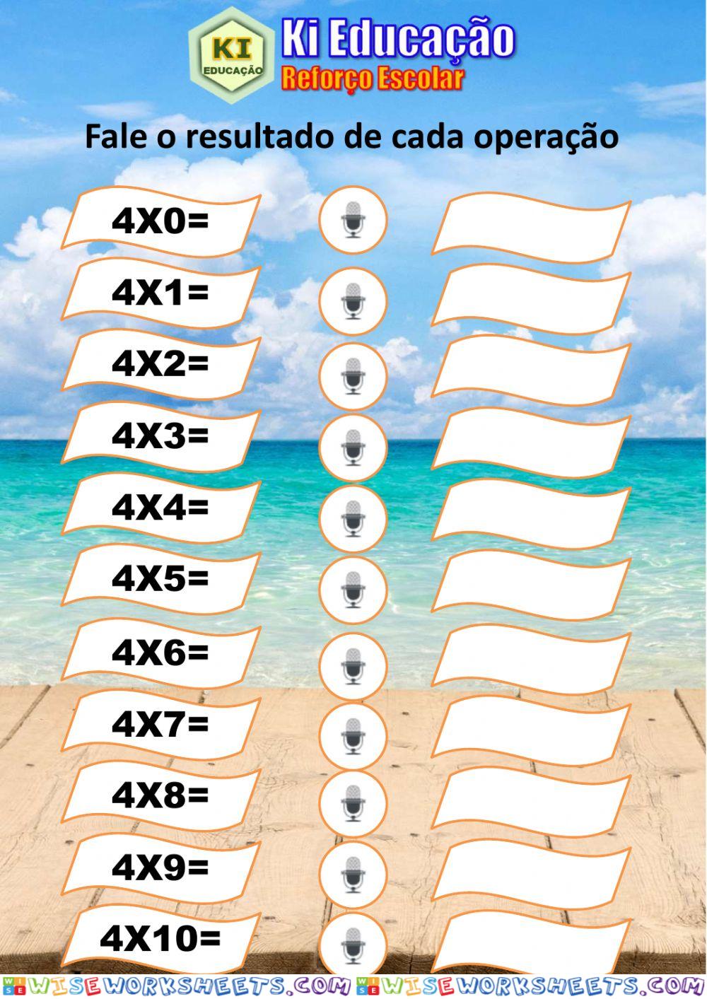 Tabuada de Multiplicação 04
