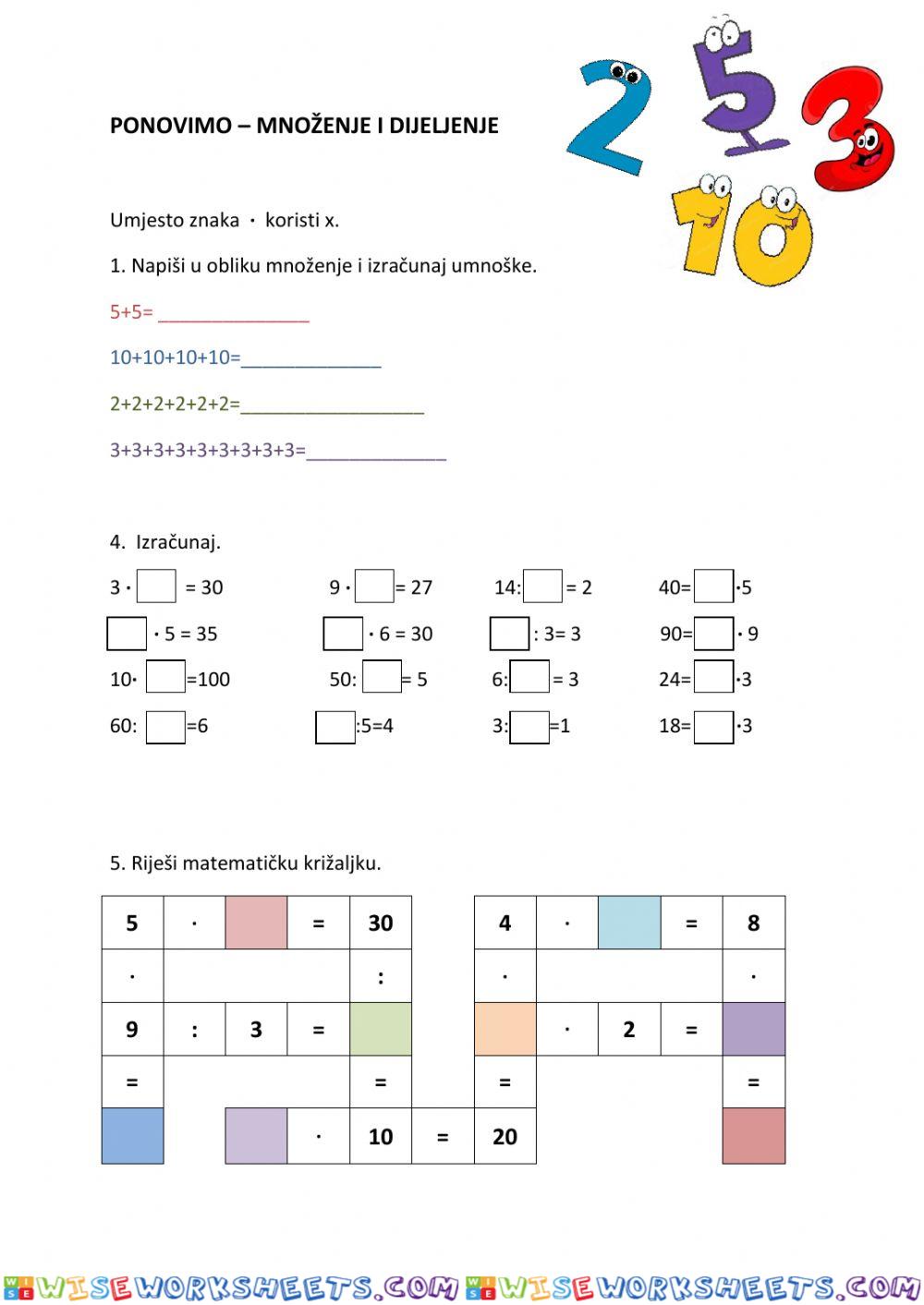 Množenje i dijeljenje 2, 3, 5, 10