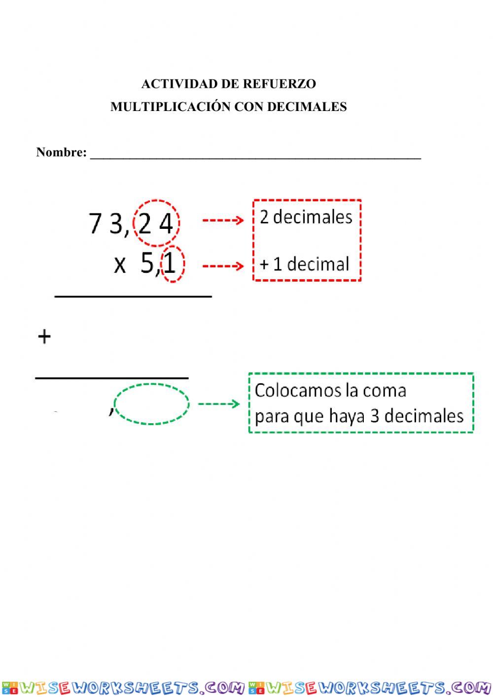 Multiplicación con decimales