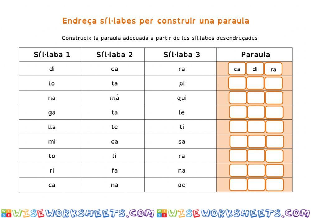 Endreçar síl·labes directes