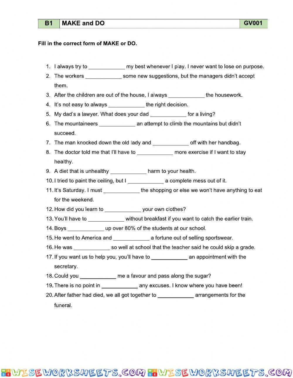 worksheet