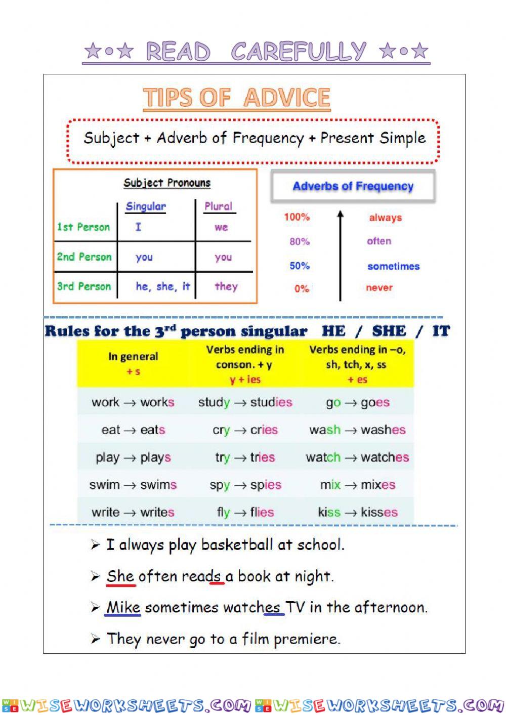 Adverbs of frequency and sports